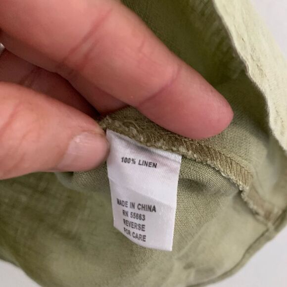 For Cynthia light green 100% linen button down shirt sleeved ruffle chest XL - Picture 5 of 6